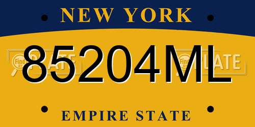 85204ML New York License Plate