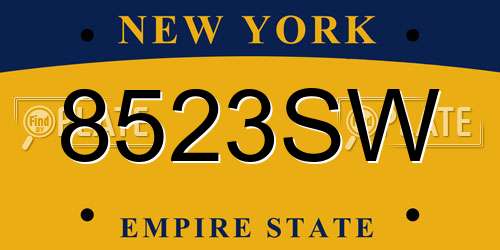 8523SW New York License Plate