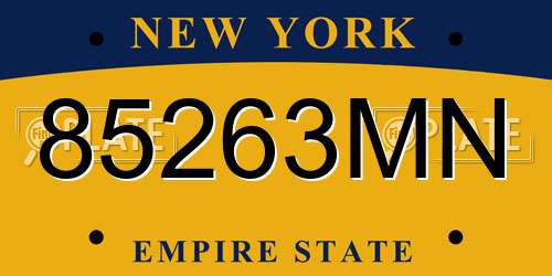 85263MN New York License Plate