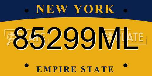 85299ML New York License Plate