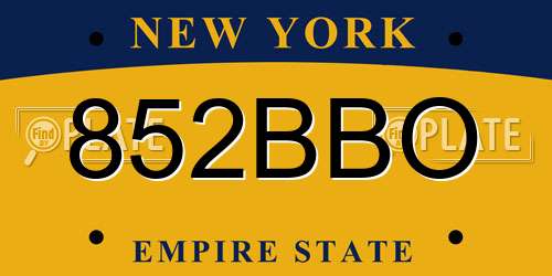 852BBO New York License Plate