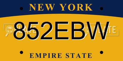852EBW New York License Plate