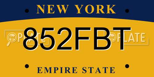 852FBT New York License Plate