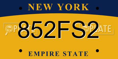 852FS2 New York License Plate