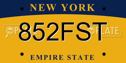 852FST New York License Plate