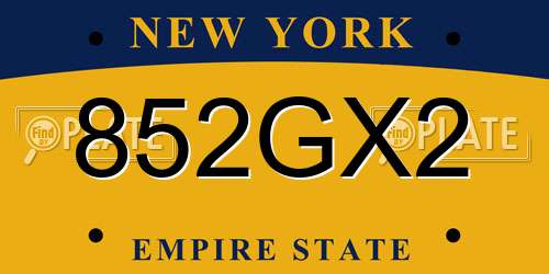 852GX2 New York License Plate