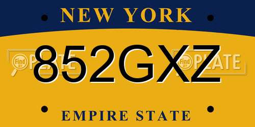 852GXZ New York License Plate