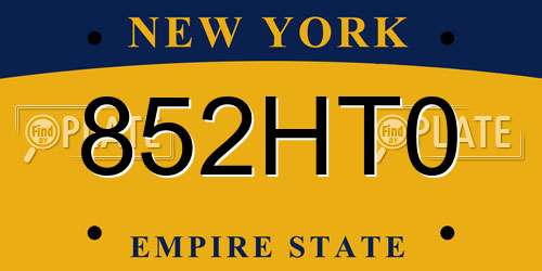852HT0 New York License Plate