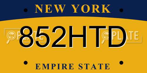 852HTD New York License Plate