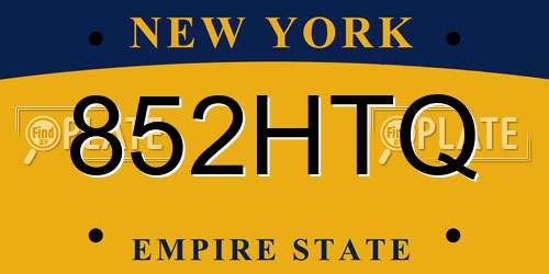 852HTQ New York License Plate