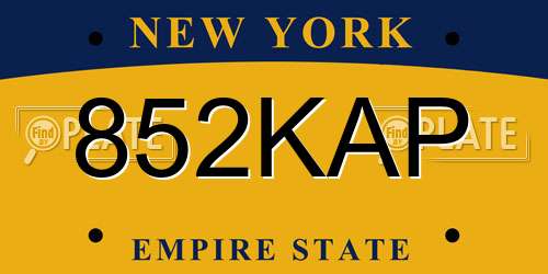 852KAP New York License Plate