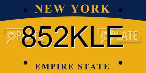 852KLE New York License Plate