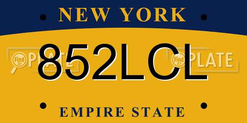 852LCL New York License Plate