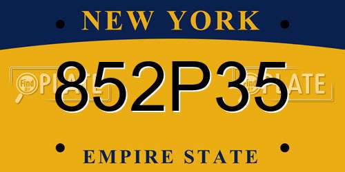 852P35 New York License Plate