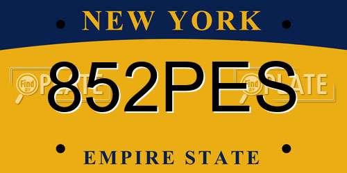 852PES New York License Plate