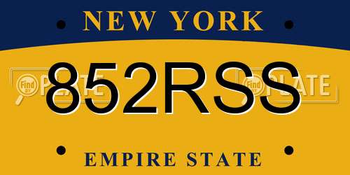852RSS New York License Plate