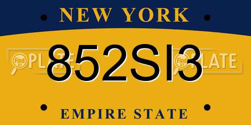 852SI3 New York License Plate