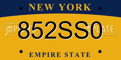 852SS0 New York License Plate