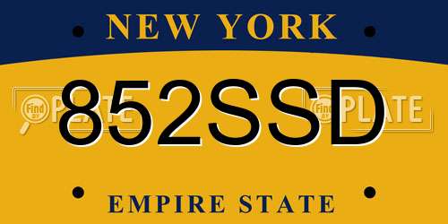 852SSD New York License Plate