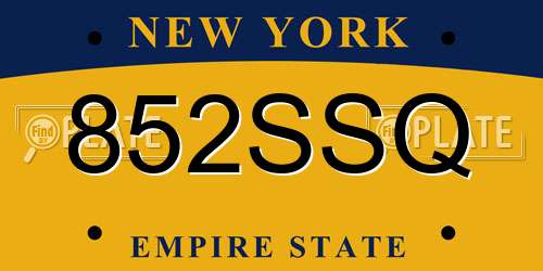852SSQ New York License Plate