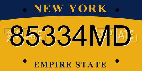 85334MD New York License Plate