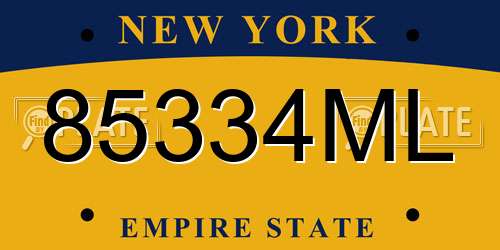 85334ML New York License Plate