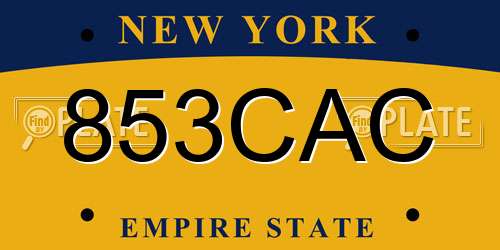 853CAC New York License Plate