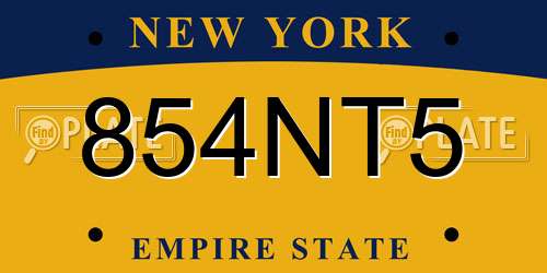 854NT5 New York License Plate