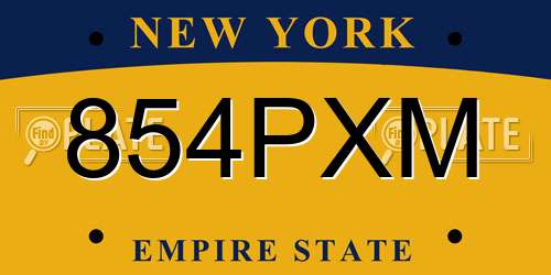 854PXM New York License Plate