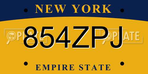 854ZPJ New York License Plate