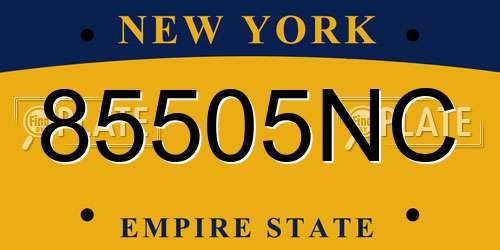 85505NC New York License Plate