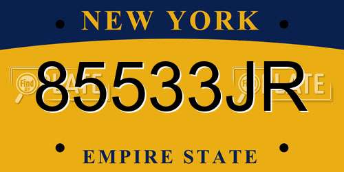 85533JR New York License Plate