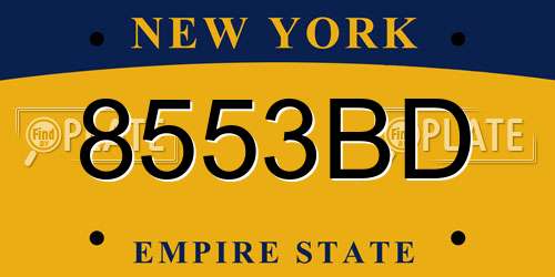8553BD New York License Plate