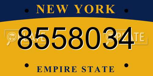 8558034 New York License Plate