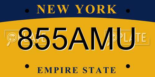 855AMU New York License Plate