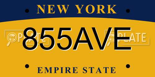 855AVE New York License Plate