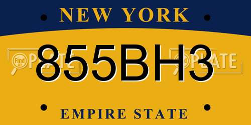 855BH3 New York License Plate
