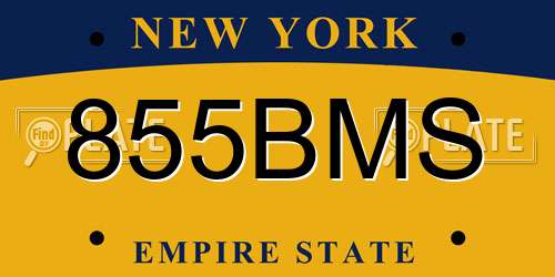 855BMS New York License Plate