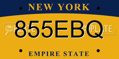 855EBQ New York License Plate