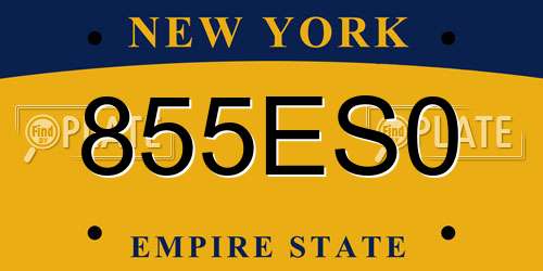 855ES0 New York License Plate