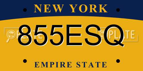 855ESQ New York License Plate