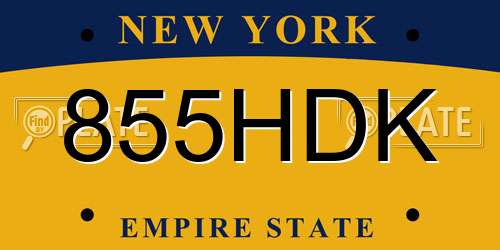 855HDK New York License Plate