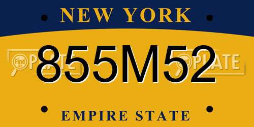 855M52 New York License Plate