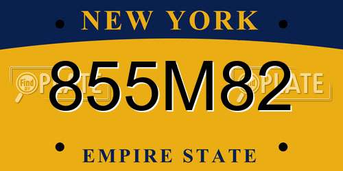 855M82 New York License Plate