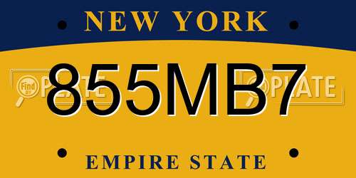 855MB7 New York License Plate