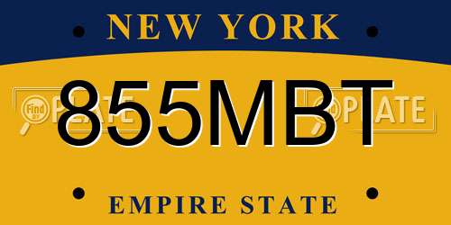 855MBT New York License Plate