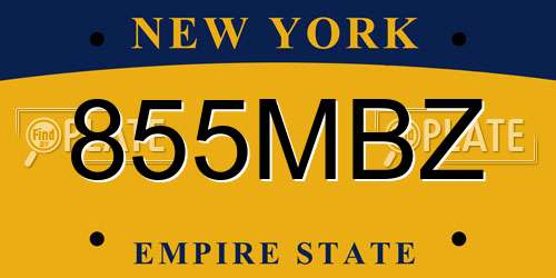 855MBZ New York License Plate
