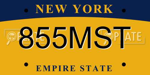 855MST New York License Plate