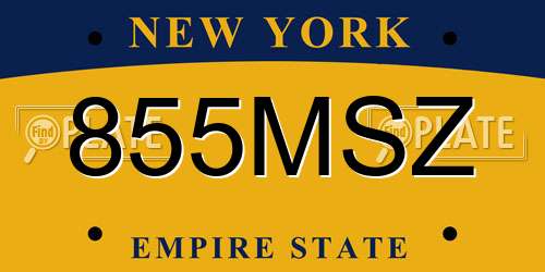 855MSZ New York License Plate