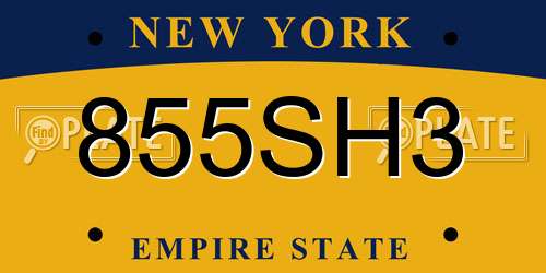 855SH3 New York License Plate